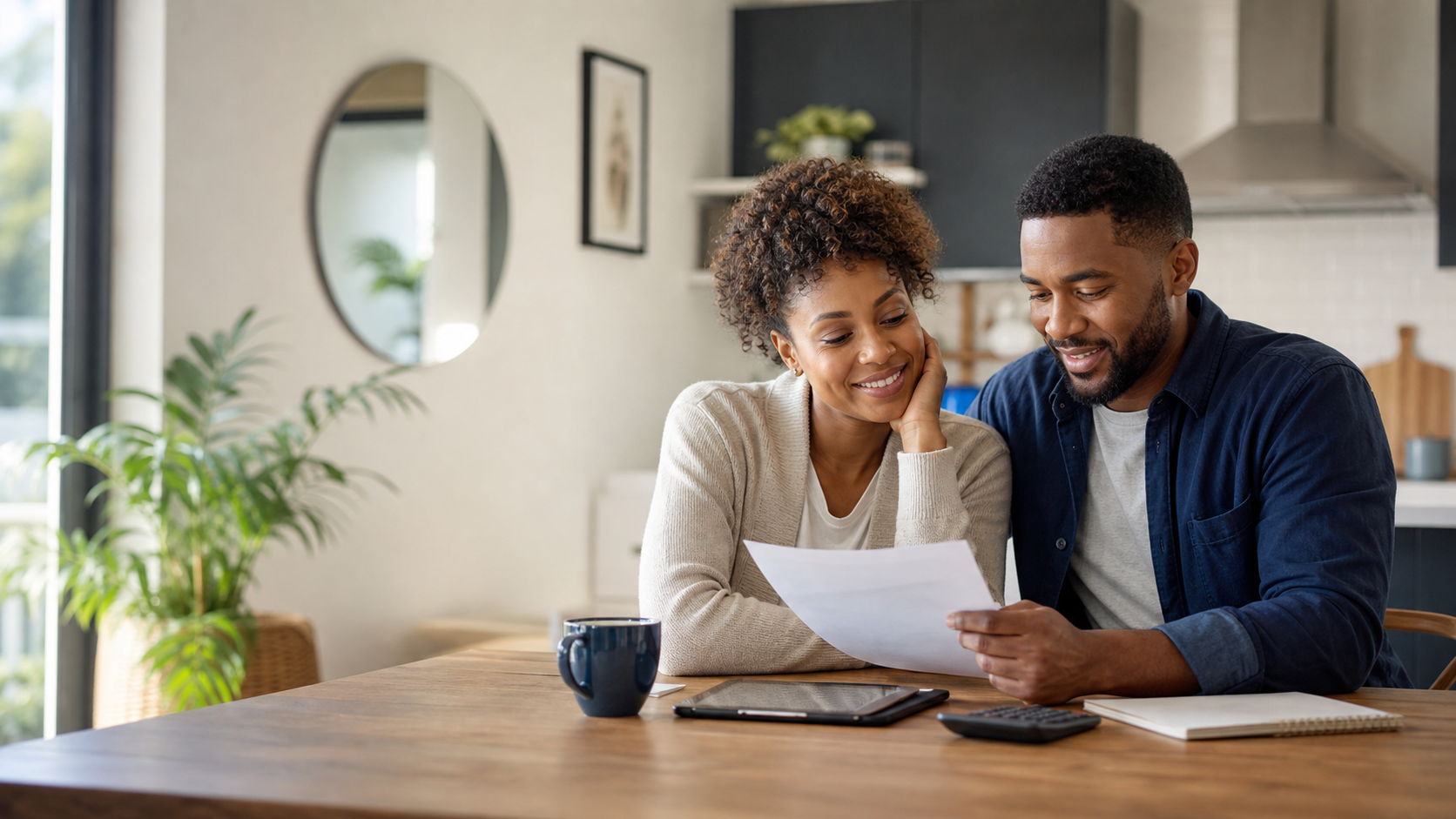 A couple reviewing their household budget together